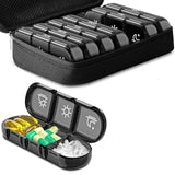 Maxbell Portable Pill Cases with 7 Individual Pill Boxes 21 Grid Sealing Design