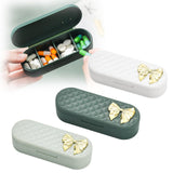 Maxbell 4 Grids Portable Pill Organizers Daily Work Traveling Pill Cases Holder Heavy green