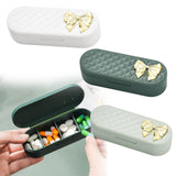 Maxbell 4 Grids Portable Pill Organizers Daily Work Traveling Pill Cases Holder Heavy green