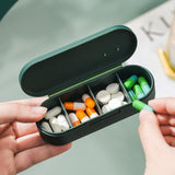 Maxbell 4 Grids Portable Pill Organizers Daily Work Traveling Pill Cases Holder Heavy green