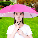 Maxbell Umbrella Hat Hands free Protection 30inch Fishing Umbrella Hat Rose Red