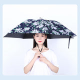 Maxbell Umbrella Hat Hands free Protection 30inch Fishing Umbrella Hat Black with Flowers