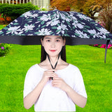 Maxbell Umbrella Hat Hands free Protection 30inch Fishing Umbrella Hat Black with Flowers