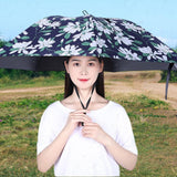 Maxbell Umbrella Hat Hands free Protection 30inch Fishing Umbrella Hat Black with Flowers