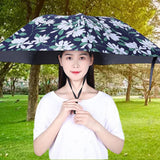 Maxbell Umbrella Hat Hands free Protection 30inch Fishing Umbrella Hat Black with Flowers