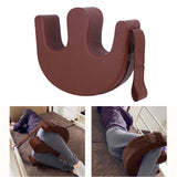 Maxbell Bed Turn Over Cushion Transfer Pad for Elder Patient Leg Pad Nursing Tool Brown with Strap