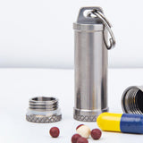 Maxbell Pill Box Waterproof Metal Pill Case Keychain Carrier for Camping Travelling