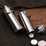 Maxbell Pill Box Waterproof Metal Pill Case Keychain Carrier for Camping Travelling