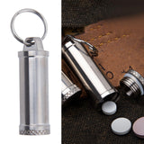 Maxbell Pill Box Waterproof Metal Pill Case Keychain Carrier for Camping Travelling