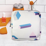 Maxbell Washable Sanitary Napkin Storage Bag Toiletry Pouch Nursing Girls Ladies white geometric