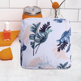 Maxbell Washable Sanitary Napkin Storage Bag Toiletry Pouch Nursing Girls Ladies white leaves