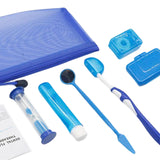 Maxbell 8Pcs teeth Care Kit Mouth Mirror Waxing Hourglass Timer Braces Cleaning Blue