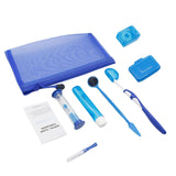 Maxbell 8Pcs teeth Care Kit Mouth Mirror Waxing Hourglass Timer Braces Cleaning Blue