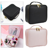 Maxbell Makeup Cosmetic Bag Container Washable Organizer Portable PU for Jewelry Black