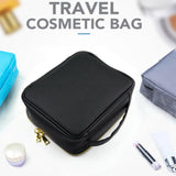 Maxbell Makeup Cosmetic Bag Container Washable Organizer Portable PU for Jewelry Black