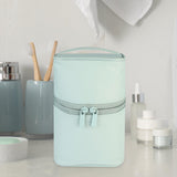 Maxbell Travel Makeup Pouch Barrel Shaped Multifunctional Travel Bag for Traveling Light Blue