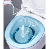 Maxbell Sitz Bath Tub for Toilet Seat with Flusher Hose for Feminine Cleansing Blue