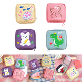 Maxbell Cartoon Sanitary Napkin Storage Bag Reusable Zippered Portable for Women Cat Fish