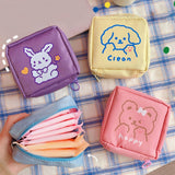 Maxbell Cartoon Sanitary Napkin Storage Bag Reusable Zippered Portable for Women Cat Fish