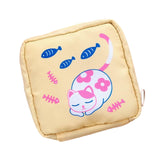 Maxbell Cartoon Sanitary Napkin Storage Bag Reusable Zippered Portable for Women Cat Fish