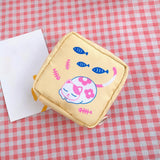 Maxbell Cartoon Sanitary Napkin Storage Bag Reusable Zippered Portable for Women Cat Fish