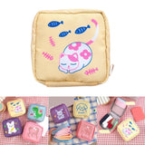 Maxbell Cartoon Sanitary Napkin Storage Bag Reusable Zippered Portable for Women Cat Fish
