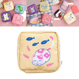 Maxbell Cartoon Sanitary Napkin Storage Bag Reusable Zippered Portable for Women Cat Fish