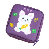 Maxbell Cartoon Sanitary Napkin Storage Bag Reusable Zippered Portable for Women Rabbit