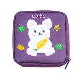 Maxbell Cartoon Sanitary Napkin Storage Bag Reusable Zippered Portable for Women Rabbit