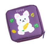 Maxbell Cartoon Sanitary Napkin Storage Bag Reusable Zippered Portable for Women Rabbit