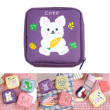Maxbell Cartoon Sanitary Napkin Storage Bag Reusable Zippered Portable for Women Rabbit