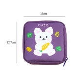Maxbell Cartoon Sanitary Napkin Storage Bag Reusable Zippered Portable for Women Rabbit