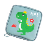 Maxbell Cartoon Sanitary Napkin Storage Bag Reusable Zippered Portable for Women Dinosaur
