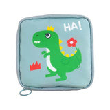 Maxbell Cartoon Sanitary Napkin Storage Bag Reusable Zippered Portable for Women Dinosaur