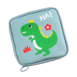 Maxbell Cartoon Sanitary Napkin Storage Bag Reusable Zippered Portable for Women Dinosaur