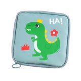 Maxbell Cartoon Sanitary Napkin Storage Bag Reusable Zippered Portable for Women Dinosaur