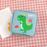 Maxbell Cartoon Sanitary Napkin Storage Bag Reusable Zippered Portable for Women Dinosaur