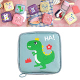 Maxbell Cartoon Sanitary Napkin Storage Bag Reusable Zippered Portable for Women Dinosaur