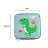 Maxbell Cartoon Sanitary Napkin Storage Bag Reusable Zippered Portable for Women Dinosaur