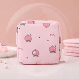Maxbell Women Girls Sanitary Napkin Storage Bag Lovely for School Earphones Cards Pink Peach
