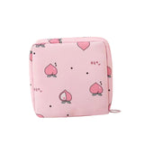 Maxbell Women Girls Sanitary Napkin Storage Bag Lovely for School Earphones Cards Pink Peach