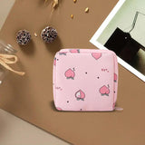 Maxbell Women Girls Sanitary Napkin Storage Bag Lovely for School Earphones Cards Pink Peach