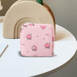 Maxbell Women Girls Sanitary Napkin Storage Bag Lovely for School Earphones Cards Pink Peach