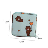 Maxbell Women Girls Sanitary Napkin Storage Bag Lovely for School Earphones Cards Blue Bear