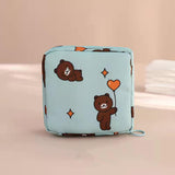 Maxbell Women Girls Sanitary Napkin Storage Bag Lovely for School Earphones Cards Blue Bear