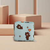 Maxbell Women Girls Sanitary Napkin Storage Bag Lovely for School Earphones Cards Blue Bear