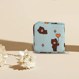 Maxbell Women Girls Sanitary Napkin Storage Bag Lovely for School Earphones Cards Blue Bear
