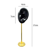 Maxbell Durable Earring Display Holder Human Ear Model Stud Holder Soft Silicone Black Left