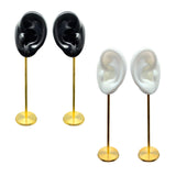 Maxbell Durable Earring Display Holder Human Ear Model Stud Holder Soft Silicone Black Left