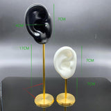 Maxbell Durable Earring Display Holder Human Ear Model Stud Holder Soft Silicone Black Left
